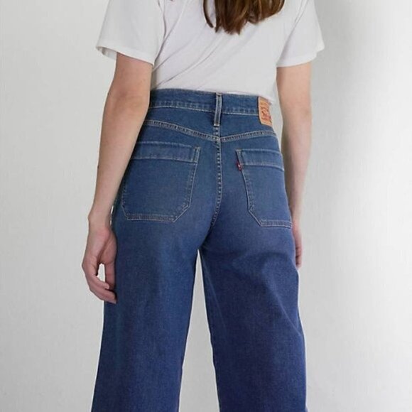 Levi's Mile High Rise Button Front Blue Wide Leg Jeans - Picture 2 of 8